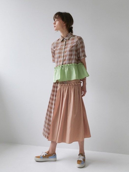 Half and half skirt[Beige]
