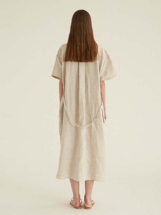 Linen Shirt Dress [Beige]