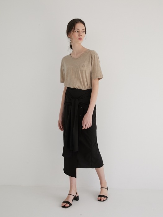 19 SUMMER_Black Shirts layered Skirt