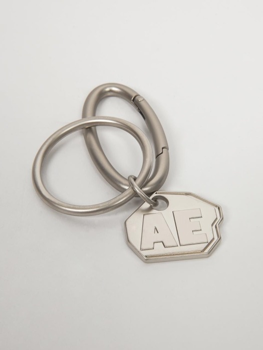 Stone logo key ring Silver