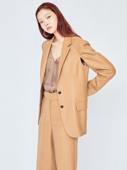Beige Single Breasted Tailored Jacket