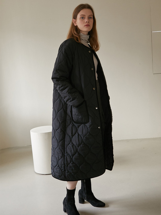 19W LONG QUILTING COAT (BLACK)