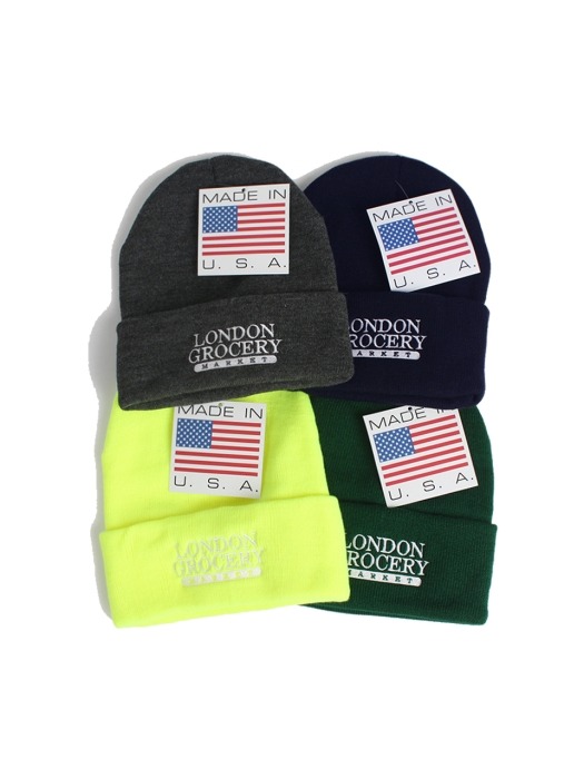 W.F.M Logo Embroidered Knit Cuff Beanie (4 Colors)