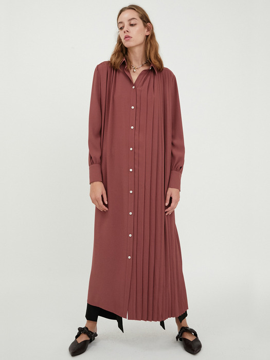 PLEATED MAXI DRESS [ROSE]