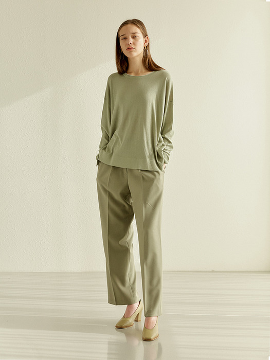 SPRING PINTUCK PANTS  OLIVE
