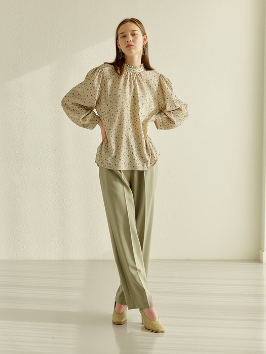 SPRING PINTUCK PANTS  OLIVE