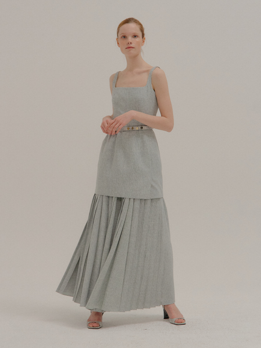 POVEL Pleated Skirt Grey