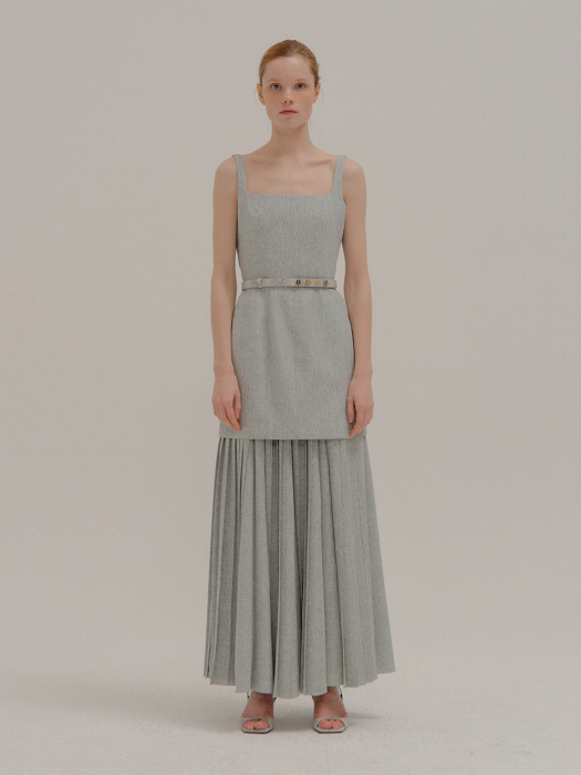 POVEL Pleated Skirt Grey