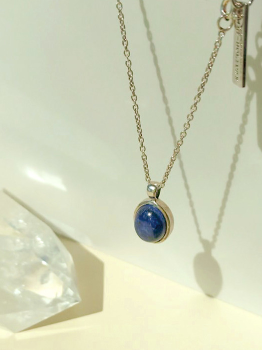 Lapis Lazuli round necklace - SILVER chain [silver925]