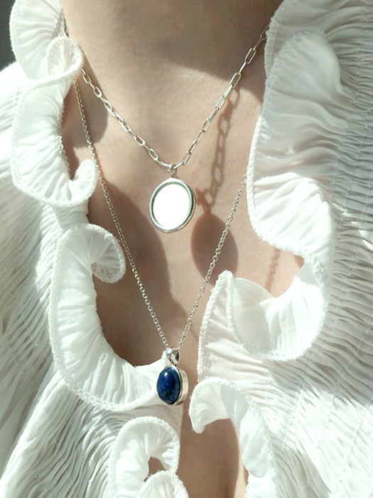 Lapis Lazuli round necklace - SILVER chain [silver925]