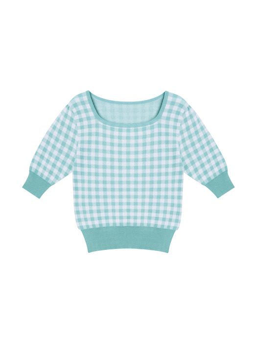 CHECK KNIT TOP / MINT