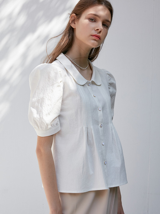 comos360 shawl collar pintuck blouse (ivory)