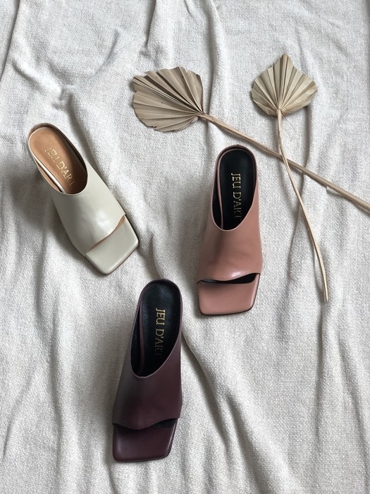 modern square unlined mules beige