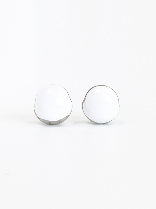 Enamel Ball Earrings_White
