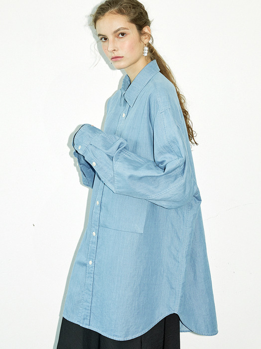 LINEN DENIM POCKET SHIRT