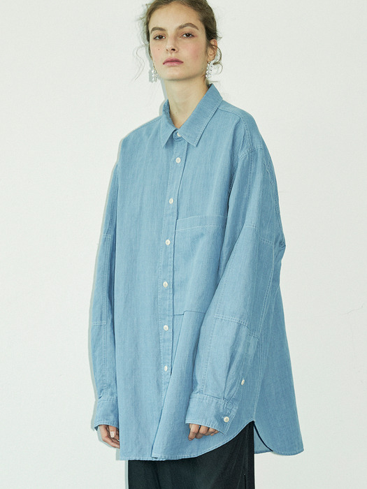 LINEN DENIM POCKET SHIRT