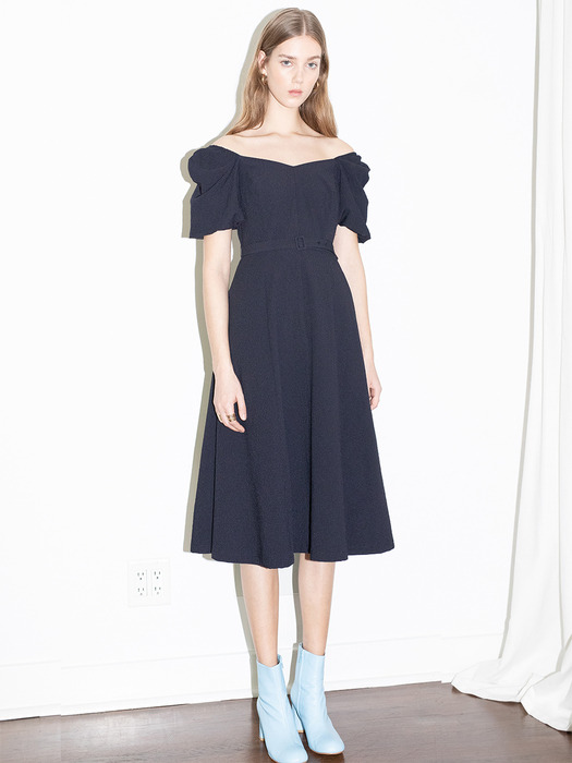 [20SS] RODEO DRIVE Square neck A line dress  (Deep navy)
