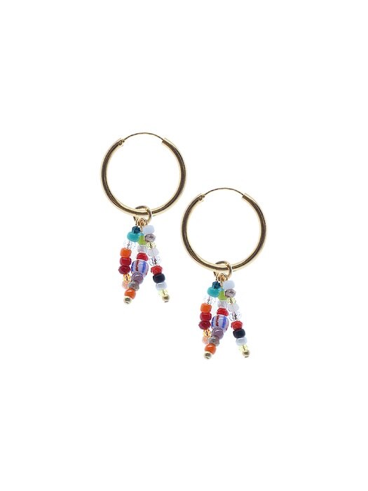 Gemstone & Beads Hoop Earrings
