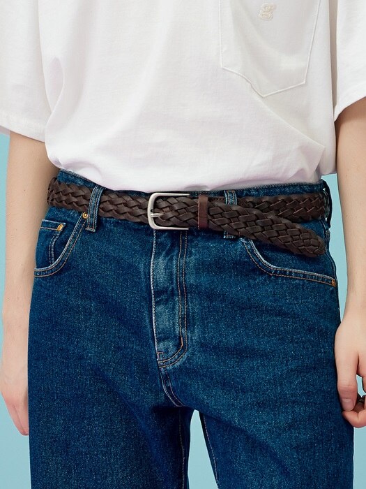 REAL LEATHER MESH BELT brown
