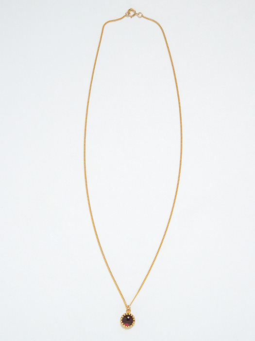 Garnet Round Necklace (14K 골드필드)
