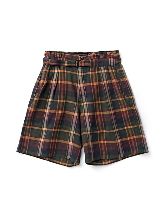 TROPICAL WIDE SHORTS / OLIVE MULTI CHECK