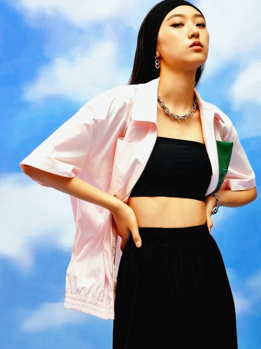 Short Sleeve Bomber Jacket (Pink)