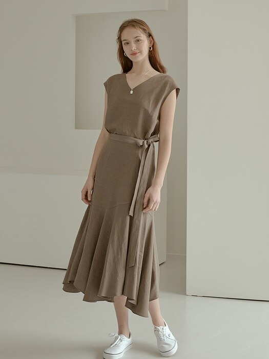 Plain Linen Skirt[Brown]