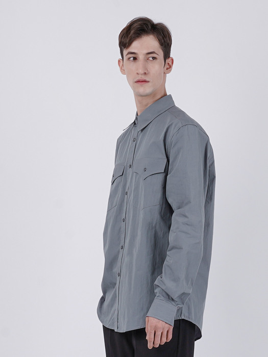 NYLON WESTERN SHIRT_BLUE