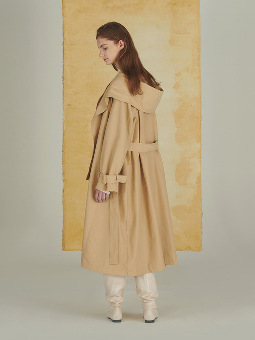 Muffler hooded trench coat