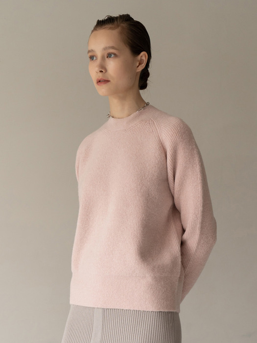 BOUCLE MOCK NECK KNIT - LIGHT PINK