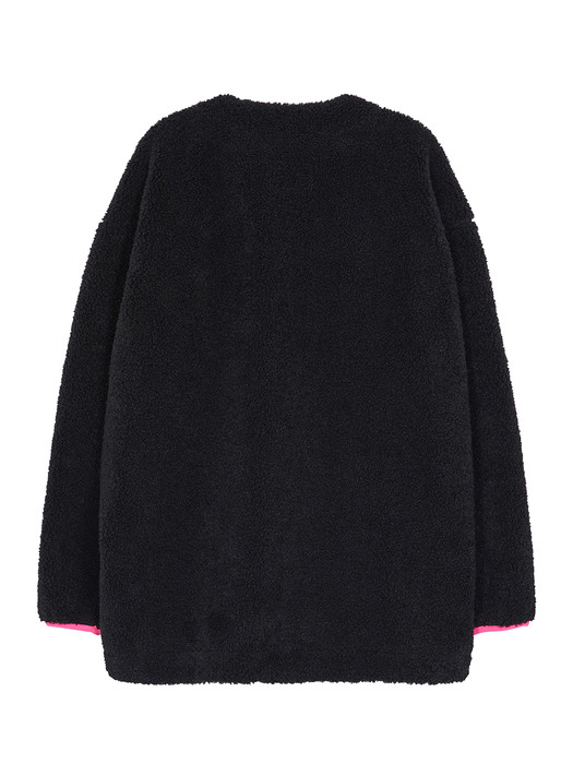 X PIPPI Embroidery Fleece Jacket in Black_VW0WJ0050