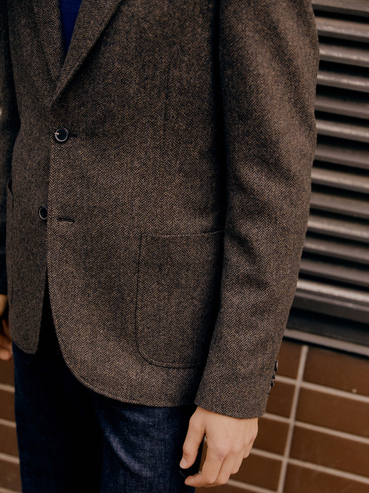 [Premium] Moon Tweed Herringbone Wool Jacket