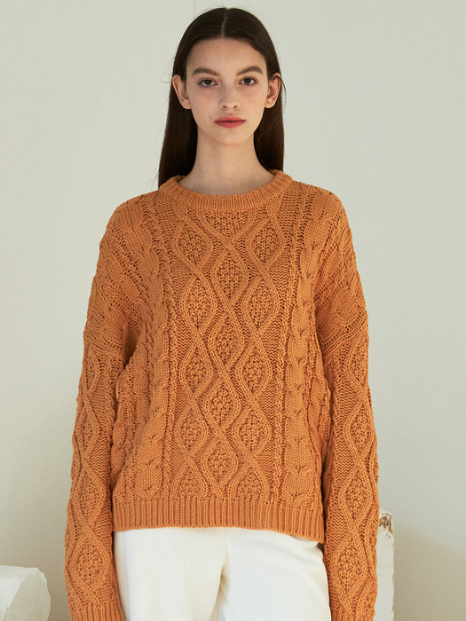 J604 twisted over fit knit (orange)