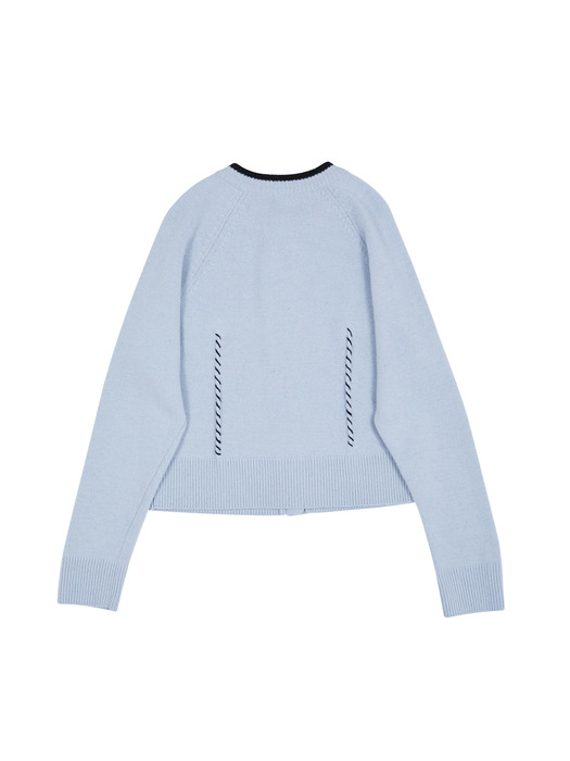 [EXCLUSIVE] Hand Stitch Knit Cardigan dusty blue & black