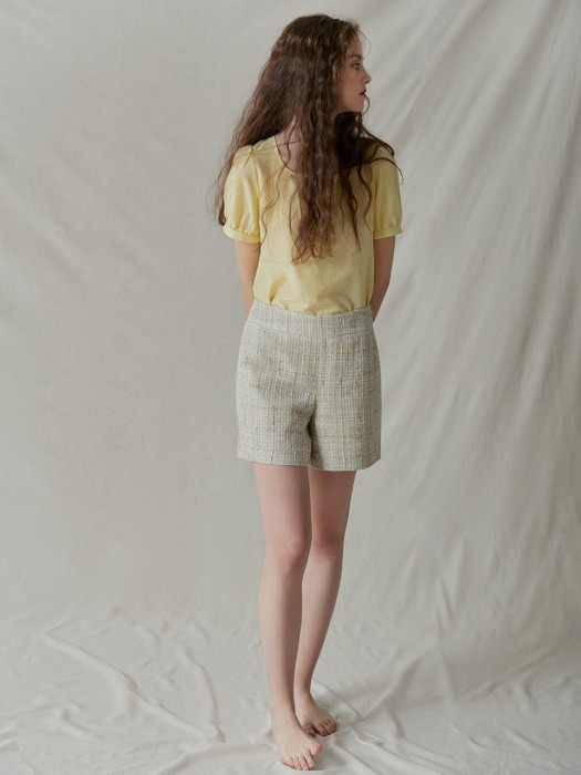 High-rise tweed short