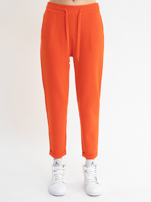 KKLL COLLECTION / PREMIUM BASIC KNIT JOGGER PANTS_ORANGE