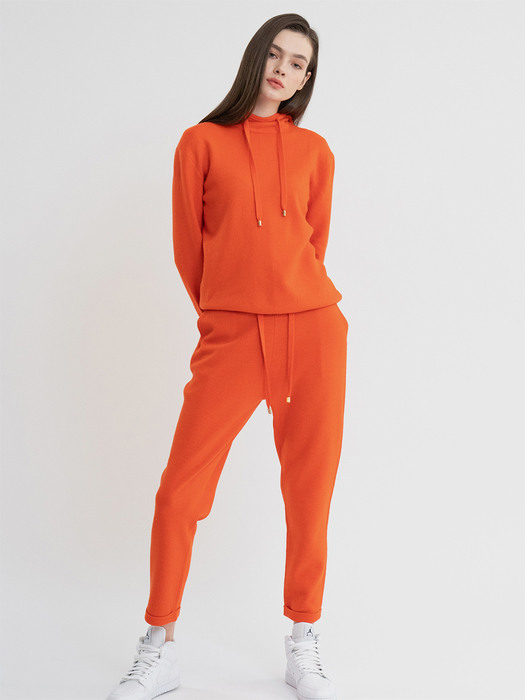 KKLL COLLECTION / PREMIUM BASIC KNIT JOGGER PANTS_ORANGE