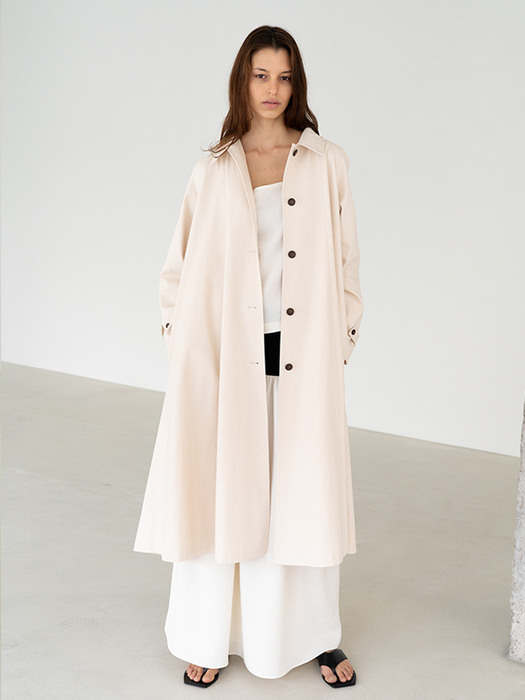 BELTED COTTON TRENCH COAT (CREAM)