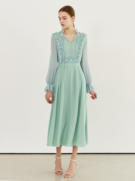 [미전시]PHOEBE Ruffled chiffon dress (Mint)