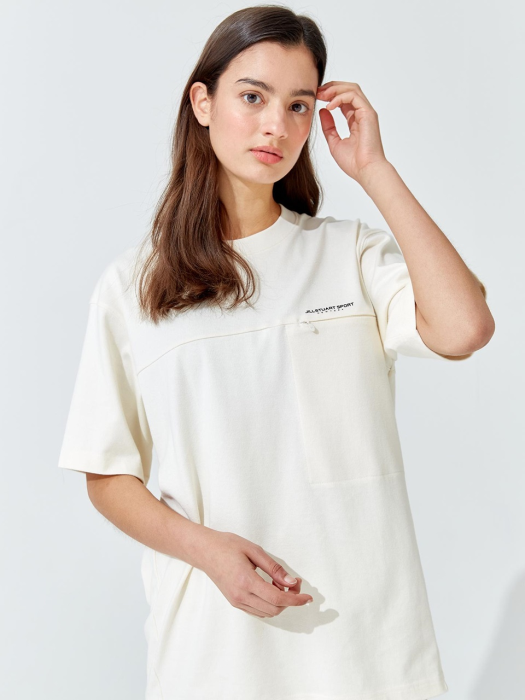 Semi OverFit Pocket T shirt 크림 포켓배색 면 남성 반팔티셔츠 (JMTS1B304CR)