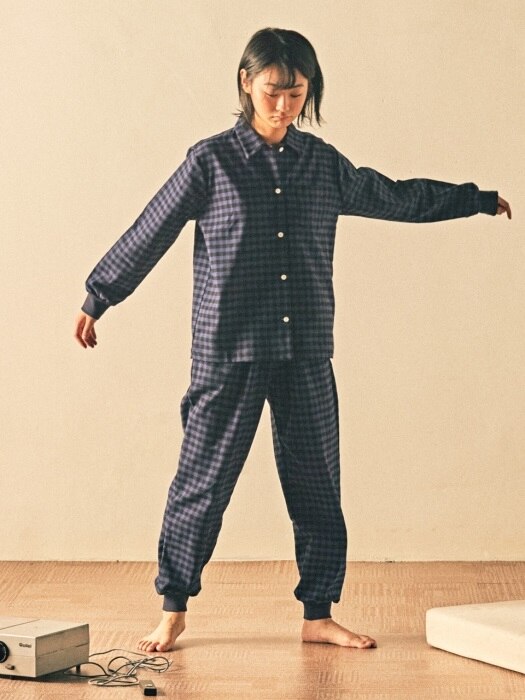 (W) Ben PJ Set Flannel Blue&Black Plaid