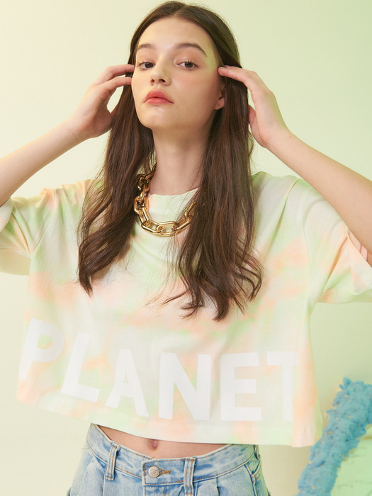 planet-129 Tie dye crop tee_green