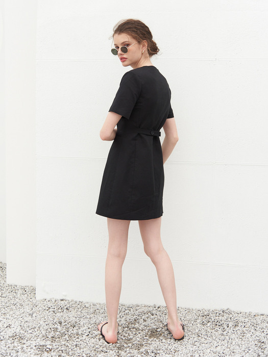 V NECK TAILORED ONEPIECE_BLACK