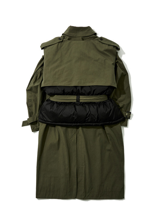 MULTIPLE DOWN VEST TRENCH COAT_OLIVE KK