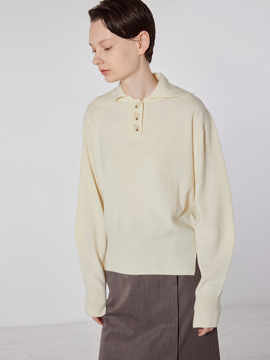 TOF SAILOR COLLAR CASHMERE KNIT IVORY