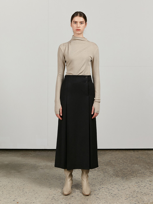 TOW PLEATED WOOL SKIRT_2 COLOR