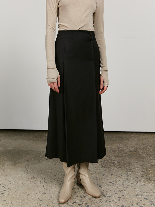 TOW PLEATED WOOL SKIRT_2 COLOR