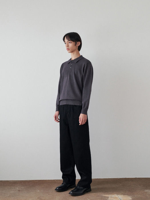 FIELD COLLAR NECK KNIT_CHARCOAL