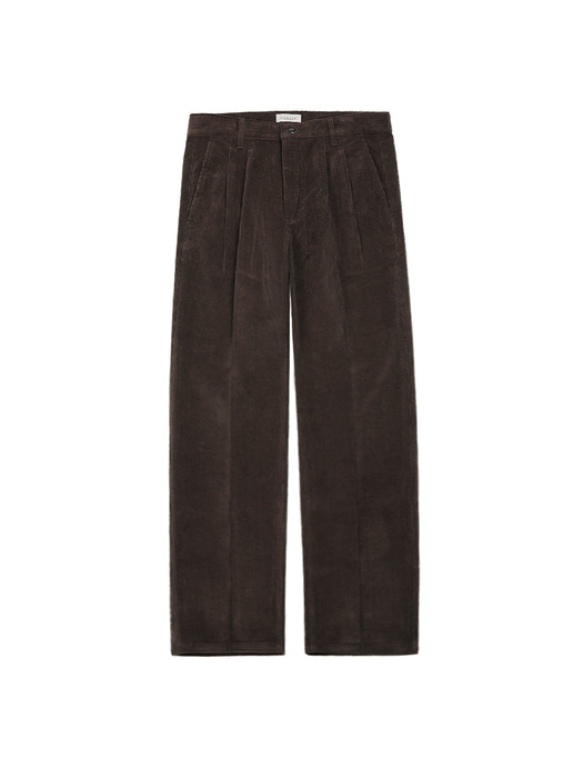 Two Pleats Corduroy Trousers (Brown)