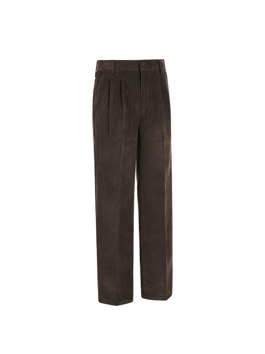 Two Pleats Corduroy Trousers (Brown)